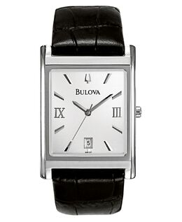 Мужские часы с черным кожаным ремешком 45 мм 96B107 Bulova 395476 | no color