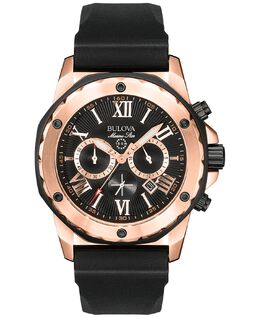 Мужские часы с хронографом, черный каучуковый ремешок, 44 мм 98B104 Bulova 395475 | no color