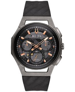 Мужские часы с хронографом CURV, черный каучуковый ремешок, 44 мм 98A162 Bulova 2891221 | black