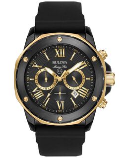 Мужские часы с хронографом Marine Star, черный силиконовый ремешок, 44 мм, 98B278 Bulova 2893520 | black