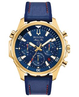 Мужские часы с хронографом Marine Star, синие кожаные и силиконовые ремешки, 43 мм Bulova 5407010 | no color