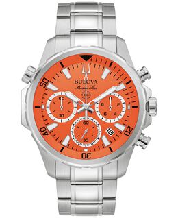 Мужские часы-хронограф Marine Star с браслетом из нержавеющей стали, 44 мм Bulova 15734222 | silver-tone