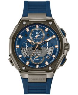 Мужские часы с хронографом Precisionist X, синие каучуковые ремешки из EPDM, 44,5 мм Bulova 12077347 | blue