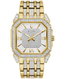 Мужские часы-браслет из нержавеющей стали Crystal Octava золотистого цвета, 40 мм Bulova 14607242 | gold-tone