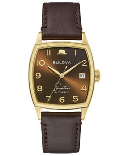 Мужские часы Frank Sinatra с автоматическим коричневым кожаным ремешком 33,5x45 мм Bulova 11347519 | brown