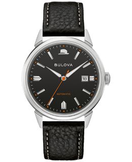 Мужские часы Frank Sinatra Summer Wind с автоматическим черным кожаным ремешком, 40 мм Bulova 13806832 | black