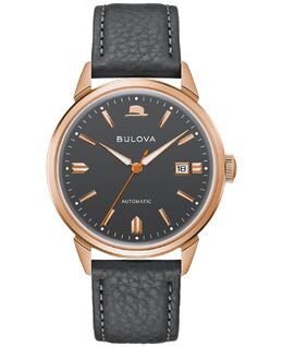 Мужские часы Frank Sinatra Summer Wind с автоматическим серым кожаным ремешком, 40 мм Bulova 13806833 | gray