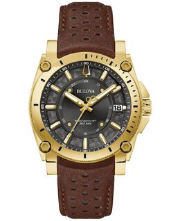 Мужские часы Precisionist Icon с коричневым кожаным ремешком, 40 мм Bulova 16560516 | brown