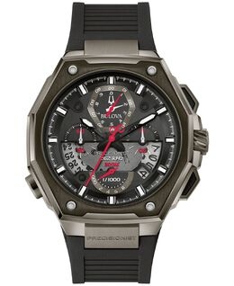 Мужские часы Precisionist X с черным каучуковым ремешком из EPDM, 44,5 мм Bulova 12077348 | black