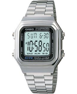 Унисекс цифровые часы-браслет из нержавеющей стали 32 мм Casio 10389885 | silver