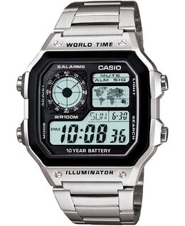 Унисекс цифровые часы-браслет из нержавеющей стали 39,5 мм Casio 10389879 | silver