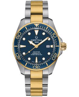 Мужские швейцарские автоматические часы DS Action Diver с двухцветным браслетом из нержавеющей стали, 43 мм Certina 16224966 | blue