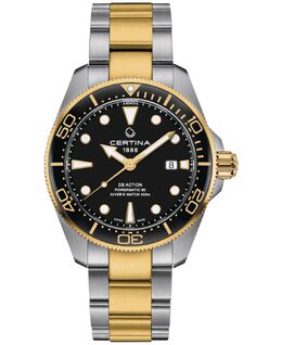Мужские швейцарские автоматические часы DS Action Diver с двухцветным браслетом из нержавеющей стали, 43 мм Certina 16224967 | black