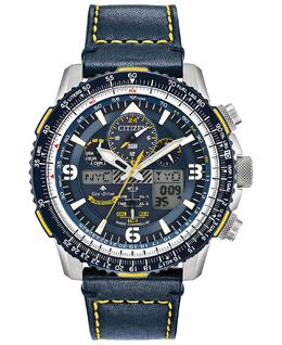 Мужские часы Eco-Drive с аналогово-цифровым хронографом Promaster Blue Angels Skyhawk A-T, 46 мм, с синим кожаным ремешком Citizen 6820253 | blue/blue