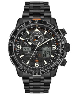 Мужские аналогово-цифровые часы Eco-Drive Promaster Skyhawk A-T с черным браслетом из нержавеющей стали, 46 мм Citizen 6820250 | no color