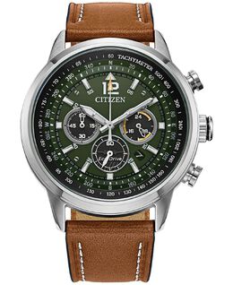 Мужские часы Eco-Drive с хронографом Avion, коричневый кожаный ремешок, 44 мм Citizen 13777856 | brown
