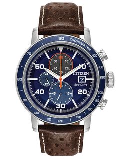 Eco-Drive Мужские часы с хронографом Brycen каштаново-коричневый кожаный ремешок 44 мм Citizen 6820272 | no color