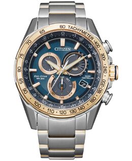 Мужские часы Eco-Drive с хронографом PCAT, двухцветный браслет из нержавеющей стали, 43 мм Citizen 12167099 | two tone
