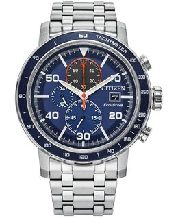Eco-Drive Мужские часы Weekender с хронографом и браслетом из нержавеющей стали, 44 мм Citizen 16473217 | silver-tone