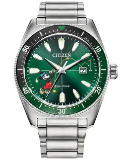 Мужские часы Eco-Drive Disney с браслетом из нержавеющей стали с Микки Маусом, 43 мм Citizen 15810172 | silver-tone