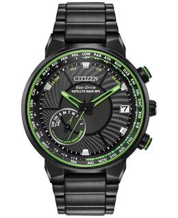 Eco-Drive Мужские черные часы-браслет из нержавеющей стали со спутниковой волной и GPS, 44 мм Citizen 7812274 | black