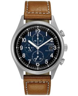 Мужские часы Eco-Drive с хронографом на коричневом кожаном ремешке, 42 мм CA0621-05L Citizen 4462563 | brown