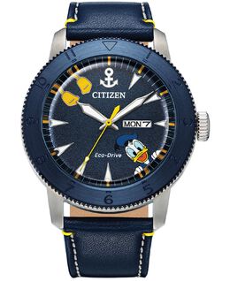 Часы Donald Duck с синим кожаным ремешком, 44 мм Citizen 11347139 | blue