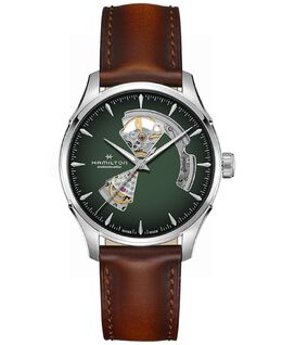 Мужские автоматические часы Jazzmaster Open Heart дымчато-зеленого цвета с ремешком из нержавеющей стали, 40 мм Hamilton 14231943 | green