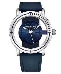 Мужские часы с синим резиновым силиконовым ремешком, 42 мм Stuhrling 10540752 | blue