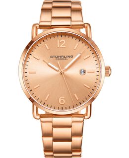 Мужские золотистые часы-браслет с звеньями, 38 мм Stuhrling 8008550 | blush
