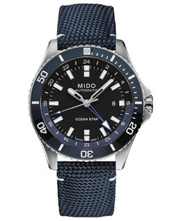 Мужские швейцарские автоматические часы Ocean Star GMT с синим тканевым ремешком, 44 мм Mido 11527256 | blue