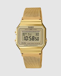 Унисекс Винтажные часы A700WEMG-9AEF с золотой стальной сеткой Casio, золотой 4549526220180 | oro