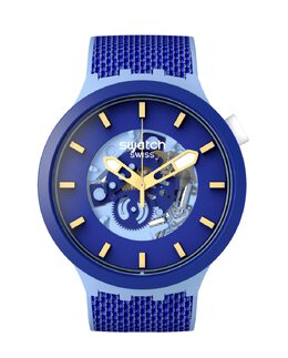 Прыгающие синие часы с синим ремешком и циферблатом Swatch, синий 7610522856653 | azul