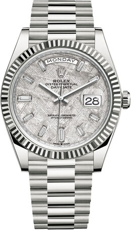 Rolex Day-Date 40 Automatic Mens Watch with Diamonds - White Gold Case and Dial, Model 228239MTDP