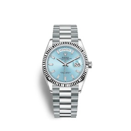 Rolex Day-Date 36 Ice Blue Bague Dial Platinum Mens Watch M128236-0009