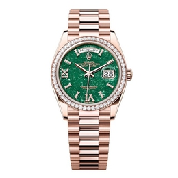 Rolex Day-Date 128345RBR-0068 Unisex Automatic Chronometer Diamond Green Dial Watch