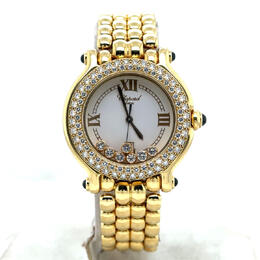 Pre-owned Chopard Happy Sport Quartz Diamond White Dial Ladies Watch 27/6145-23