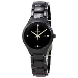 Rado True Black Diamond Dial Ladies Watch with High-Tech Ceramic Case and Bracelet - Model r27242712