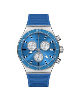 Синие часы с синим каучуковым ремешком Swatch, синий 7610522849235 | azul