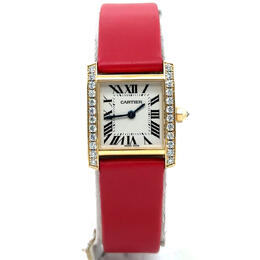 Pre-owned Cartier Tank Francaise Ladies Watch WE100131 - Yellow Gold Diamond Dial