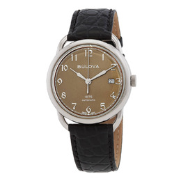 Bulova Commodore Automatic Brown Dial Mens Watch 96b324