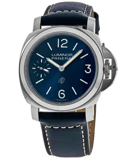 Panerai Luminor Blu Mare 44mm Steel Leather Strap Men's Watch pam01085