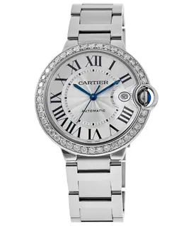Cartier Ballon Bleu Automatic Custom Diamond Bezel Steel Unisex Watch - WSBB0040-CD