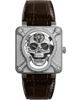 Bell & Ross BR01-SKULL-SK-F LD Men's Watch - Authentic Limited Edition Diamond Skull