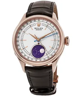 Brand New Authentic Rolex Cellini Moonphase, 18kt Everose Gold Case with Brown Alligator Leather Strap - Model M50535-0002