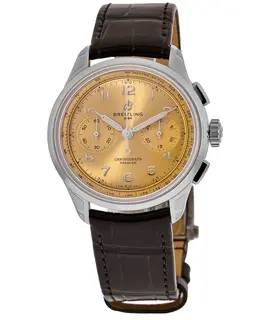 Authentic Breitling Premier Chronograph 40 Copper Dial Brown Leather Strap Men's Watch Model AB0930F51H1P1