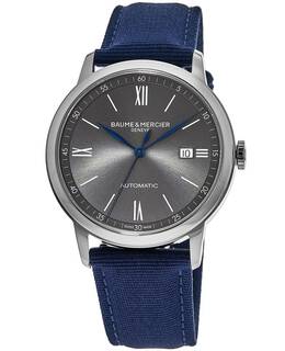 Baume & Mercier Classima Automatic Grey Dial Canvas Strap Unisex Watch - Model: 10608 m0a10608
