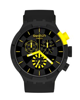 Желтые часы Checkpoint с черным силиконовым ремешком Swatch, черный 7610522832213 | negro