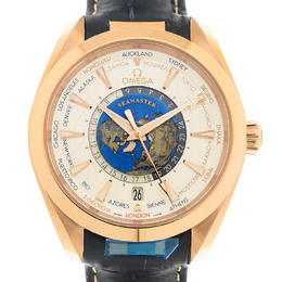 Omega Aqua Terra Co-Axial World Time Automatic Chronometer Silver Dial Watch Ref 22053432202001