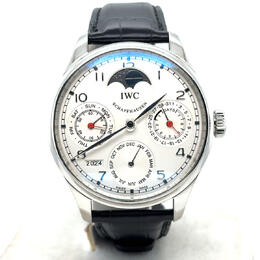 Pre-owned IWC Portuguese Perpetual Calendar Silver Dial Mens Watch IW502308
